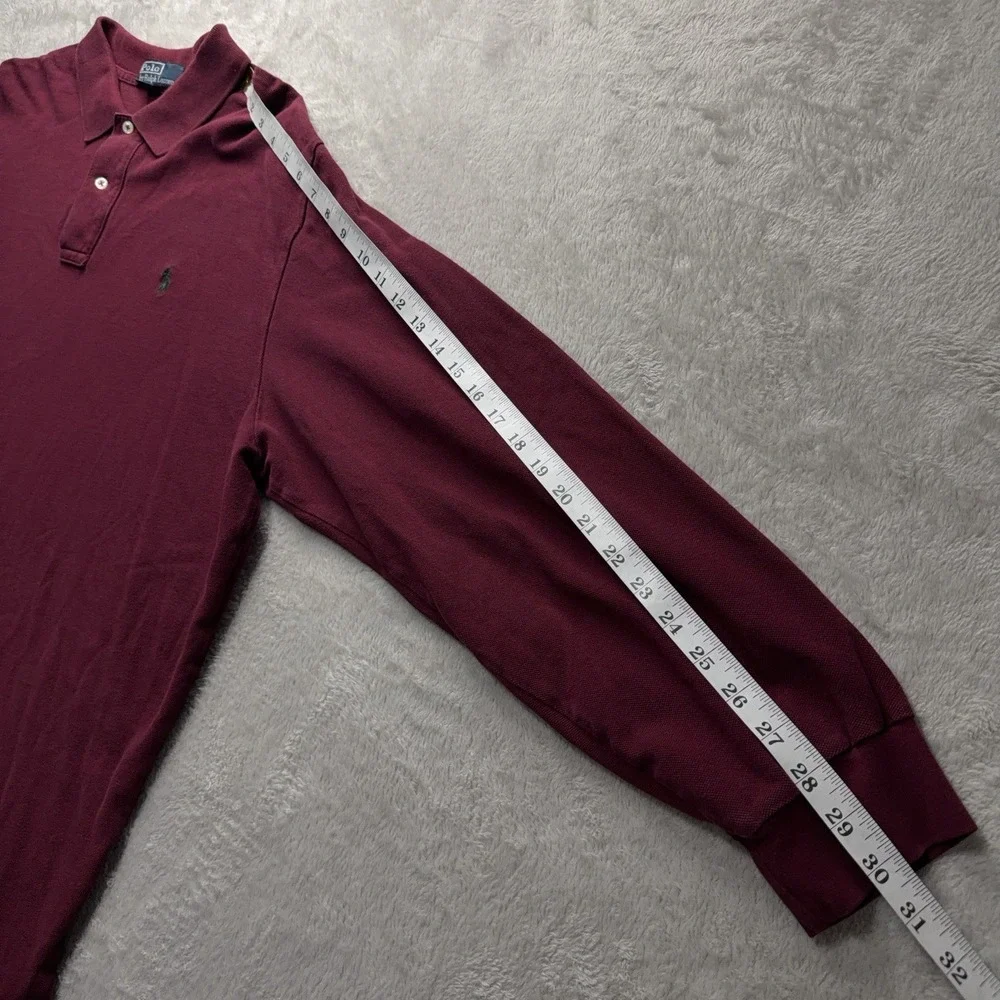 Polo Ralph Lauren Polo Shirt Mens 2XL Maroon Long Sleeve Cotton Pony Logo Casual